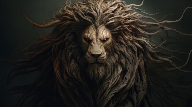 Darkhaired Lion Realistic Fantasy Artwork By Anton Semenov