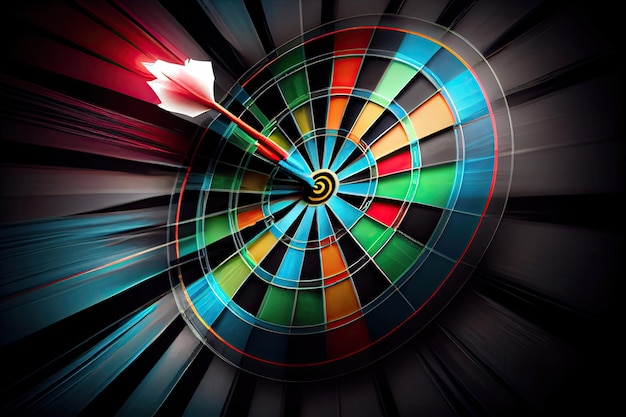 Dart and Dartboard represent a target and goal challenge in business marketing as concept