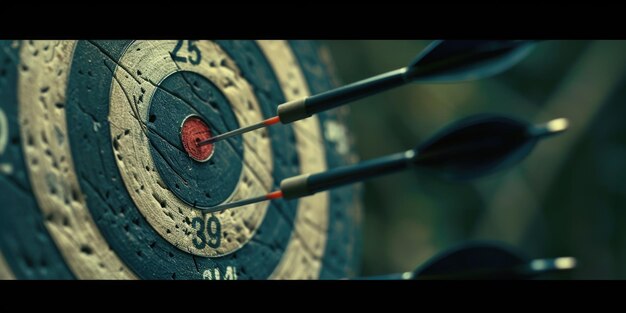 Photo dart hitting target close up