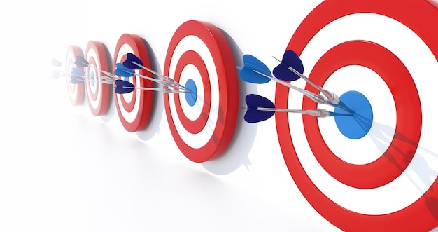 Dart hitting target on white background Business success concept