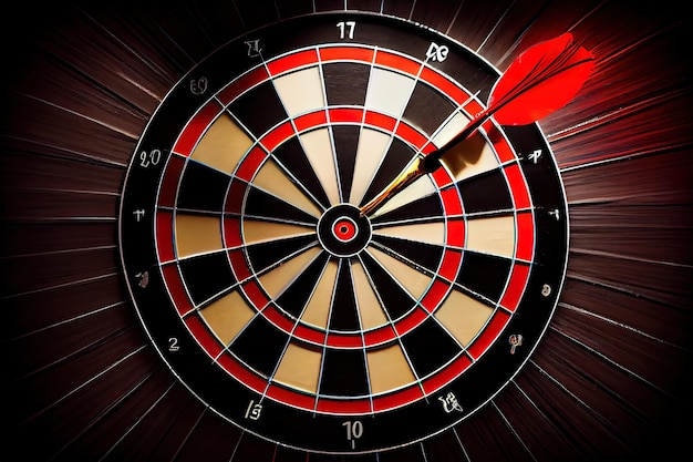 Dart in target red circle center of the target dartboard Generative Ai