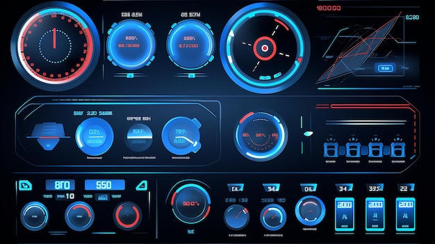 Dashboard blue display virtual reality technology 3D