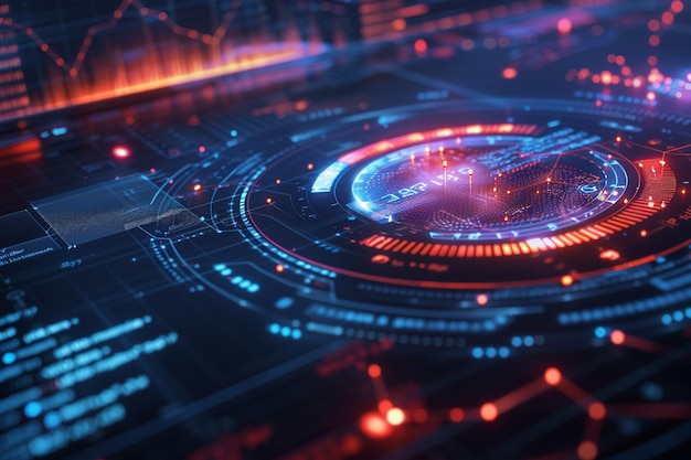 Data analysis chart using artificial intelligence technology business growth perception