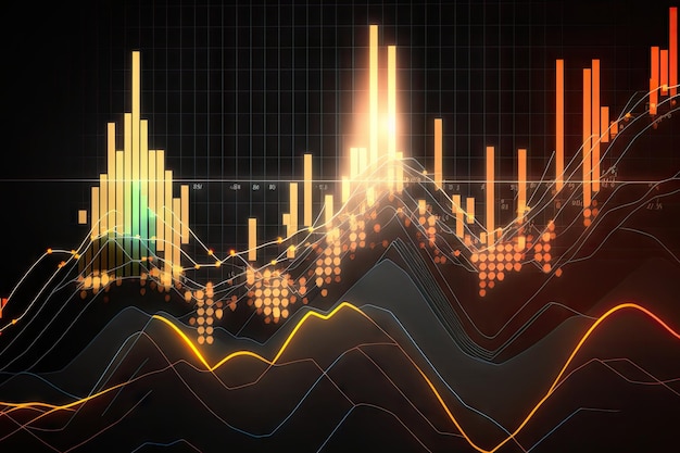 Data analysis of price changes on stock market investment candlestick graph