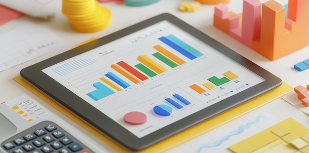 Photo data analysis statistics on a tablet