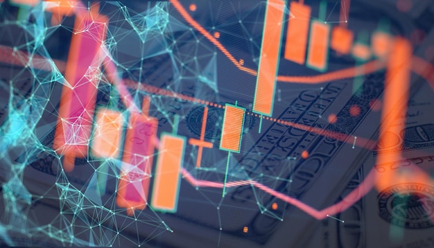 Data analyzing from charts and graph to find out the result Business graph background