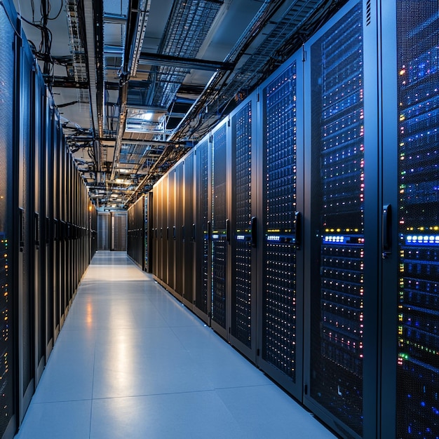 A data center with racks of servers for colocation hosting