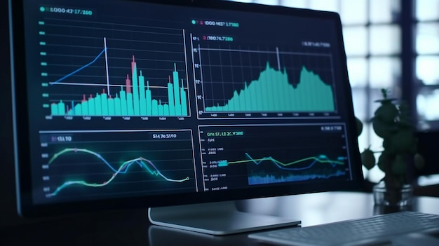 Data management and business analytics software Data Management System on a computer for report generation Generative AI