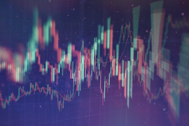 data on a monitor which including of Market Analyze. Bar graphs, Diagrams, financial figures. Forex chart.