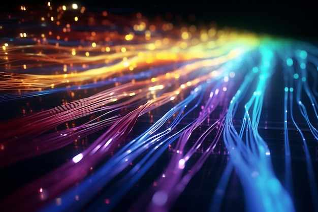 Data packets racing through fiber optic cables at 00609 00