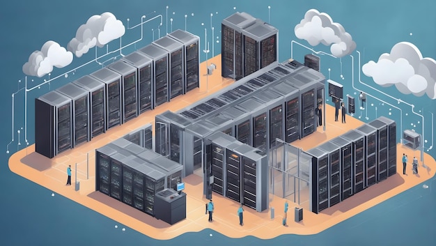 Data processing center cloud computing technologies Connecting server farm to the Internet