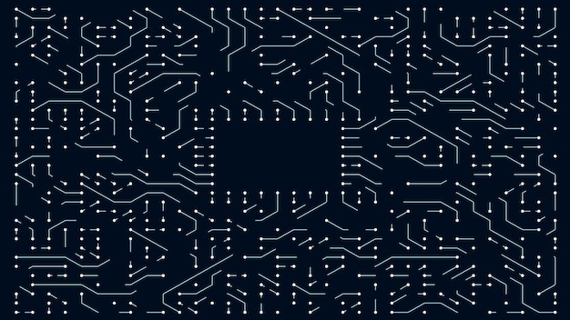 Data processing in circuit board abstract server Technology Background CPU Circuit concept  Data moves in the form of moving lines 3D Visualization AI Processor Power Blue Digitalization ProcessxA