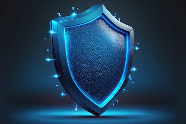 Data protection business concept using the blue shield blue background blue shield