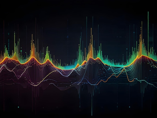 Data visualization data network sound waves effect or abstract technology background ai generative