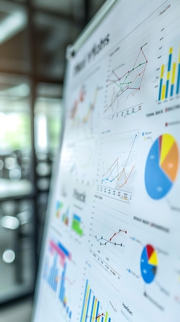 Data visualization of market trends on whiteboard