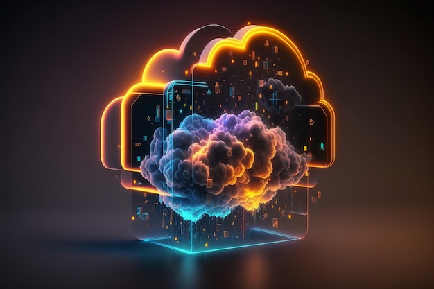 Database digital cloud storage technology concept illustration Ai generative