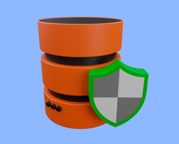 database protection icon. 3d rendering.