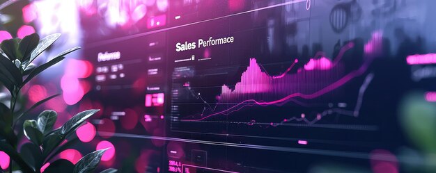 Photo datadriven sales performance graph on ecommerce platform with copy space for text