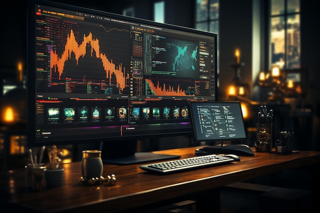 Datadriven trading Realtime charts and data displayed on digital screen