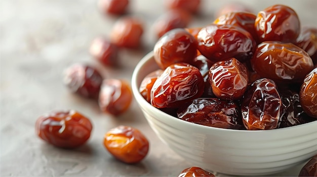 Dates in plate Dried dates fruits