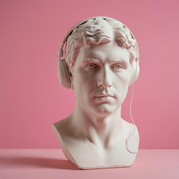 Davids head Marshall headphones Doric pinkfusion of classic and modern art