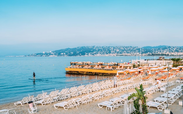 Dawn beach in Juan les Pins beach Cote d'Azur France