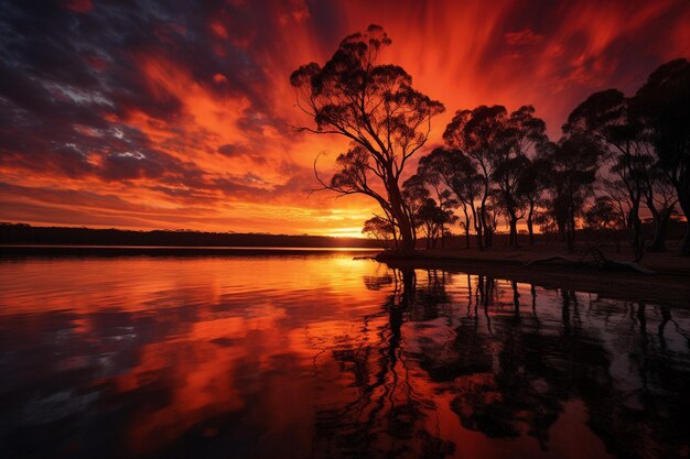 Dawn Breaks as Red Sun Ascends