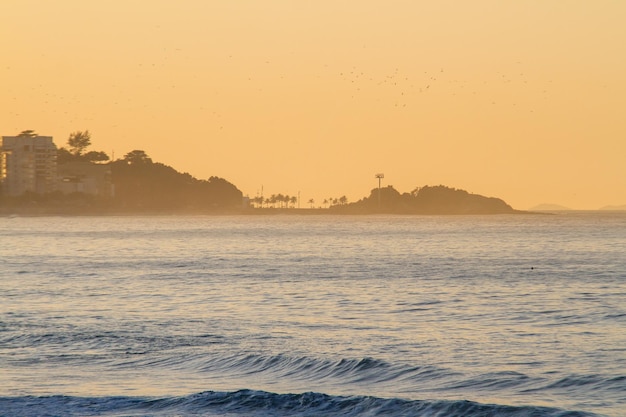 Dawn at Leblon beach in Rio de Janeiro Brazil