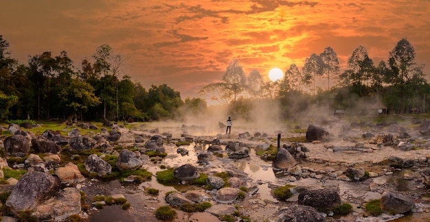 Dawn in the morning at Chit Chae Son National Park, Lampang Thailand