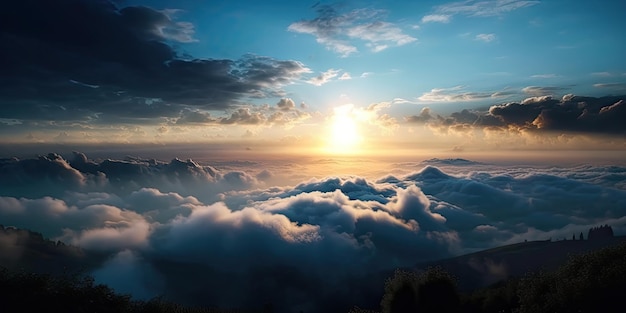 Dawn Overlooking Clouds Landscape