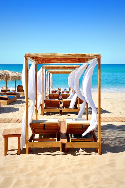 Photo day beds on beach