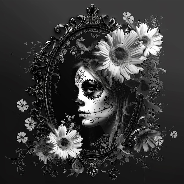 Day of dead back and white artistic background