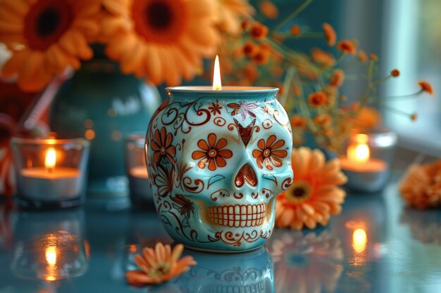 Day of the Dead Candle Skull