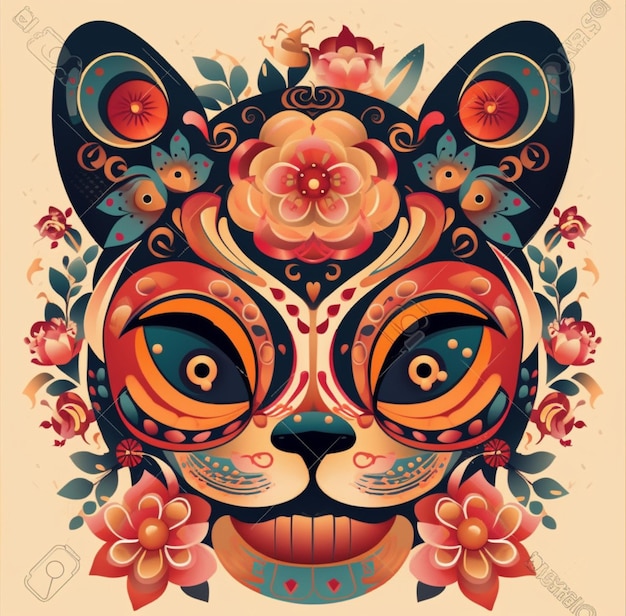 Day of the dead cat skull wallpaper