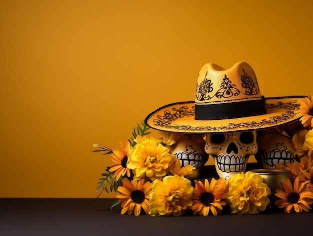 Day of the Dead composition with copy space