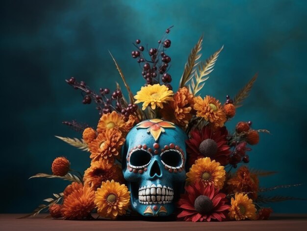 Day of the Dead composition with copy space