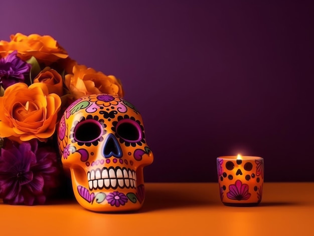 Day of the Dead composition with copy space