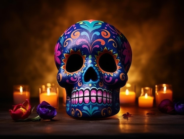 Day of the Dead composition with copy space