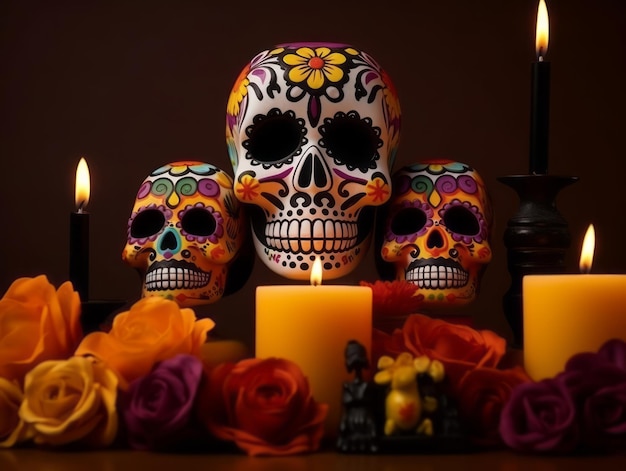 Day of the Dead composition with copy space