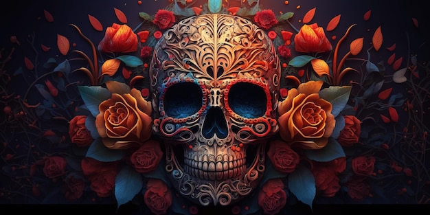 day of the dead dia de muertos skull