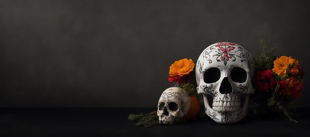 Day of the Dead El Dia de Muertos Celebration with Skull Background