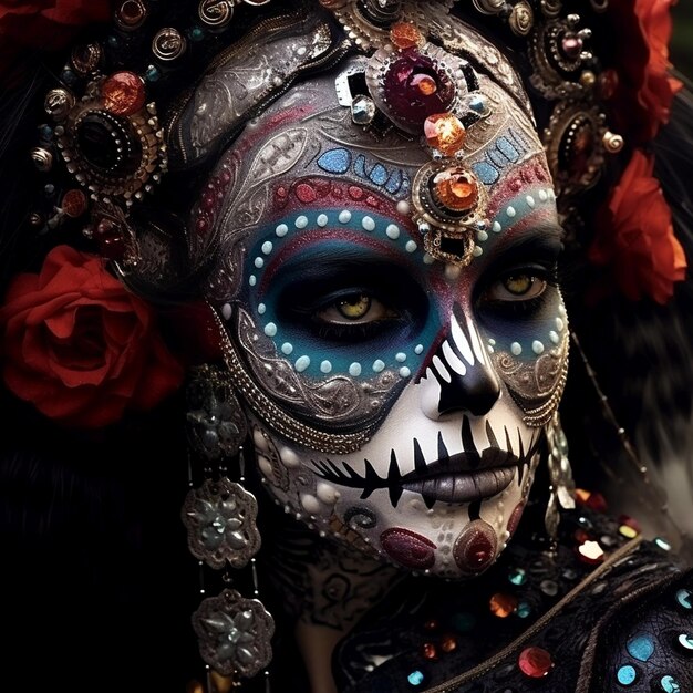 Day of the dead make up girl face portrait Dia de los muertos