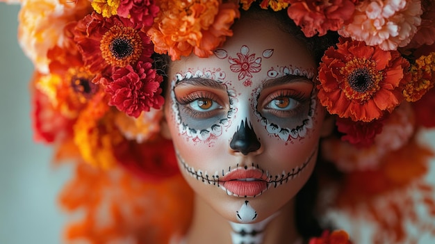 Photo day of the dead makeup with flower crown