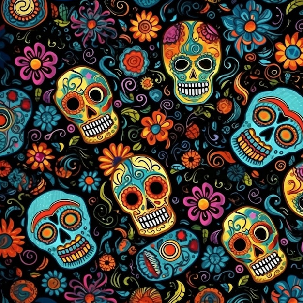 Day of dead pattern high quality 4k ultra hd hdr