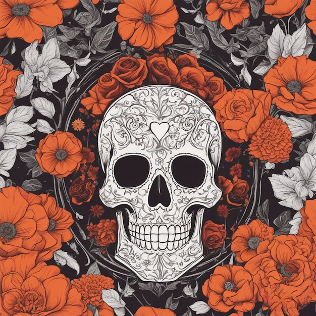 day of the dead remembrance day skull decorated with flowers the day of the dead 3d illustration