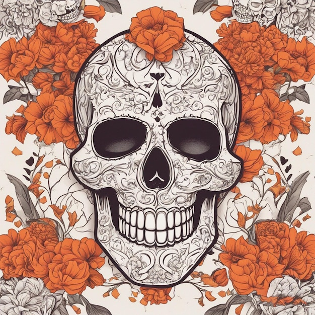 day of the dead remembrance day skull decorated with flowers the day of the dead 3d illustration