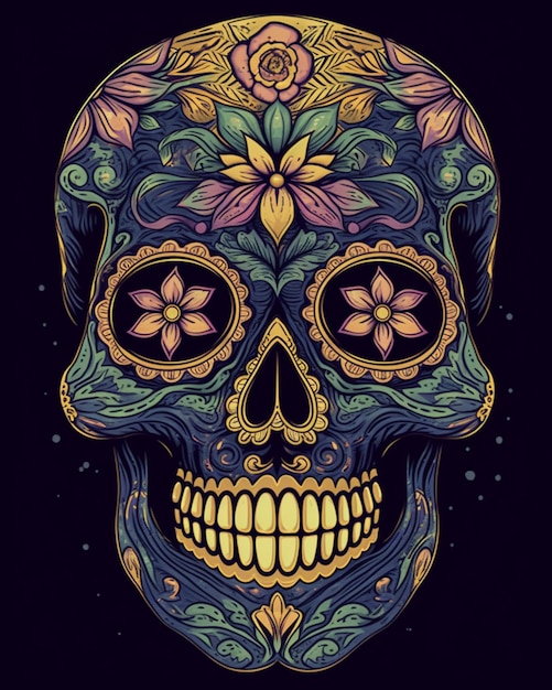 Day of the dead skull art print