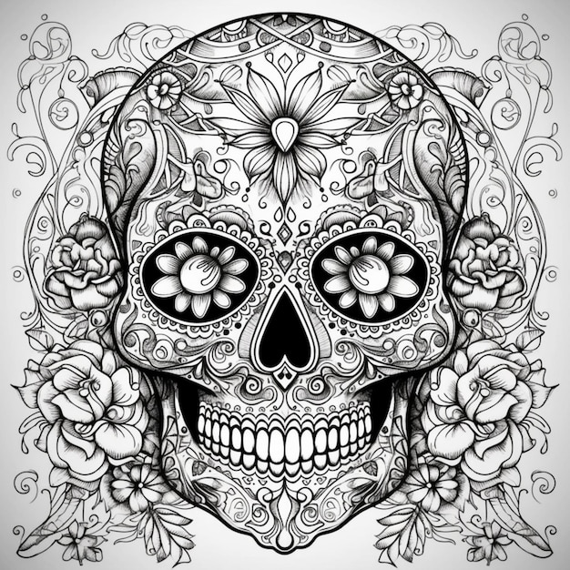 Day of the dead skull art print