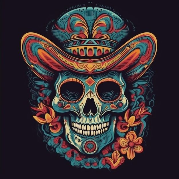 Day of the dead skull art