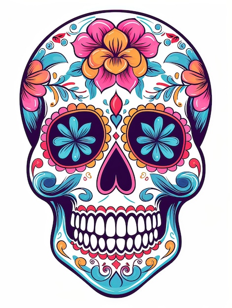 Day of the dead skull illustration artwork